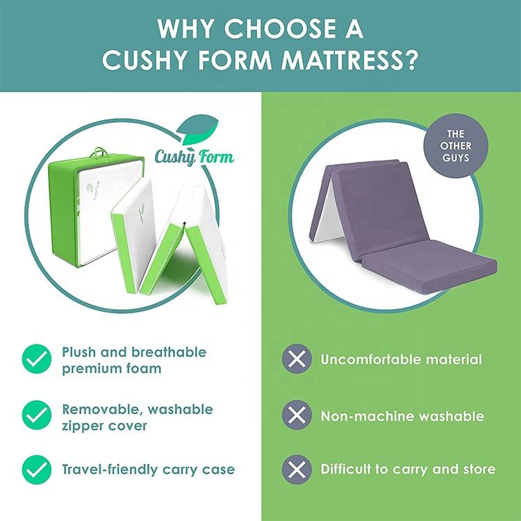 高品质柔软舒适可拆卸露营三段式折叠床垫可折叠泡沫床垫