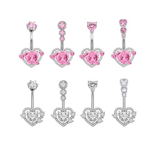 Nouveau design, anneaux de nombril sexy en acier chirurgical 316L, anneaux de nombril en forme de cœur rose, anneaux de nombril doux, bijoux de <span class=keywords><strong>piercing</strong></span> corporel - Product Image 4