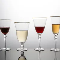 中国手作り人気モダン鉛フリークリスタルゴールドリムビーズステムシャンパングラス赤ワイングラスブランデーグラス