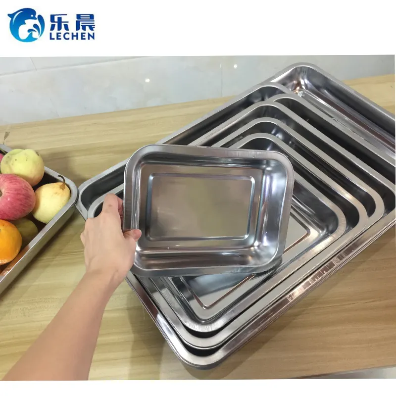 Serving Tray Barbecue utensilien braten pan backformen Food Tray Kitchen Buffect Tray Stainless Steel Square platte 49.5*39.5*4.5cm