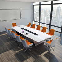 Meubles de salle de conférence de luxe d'usine, bureau en bois MDF, table de réunion de bureau commercial pour 14 personnes