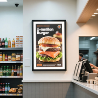 Boîte à lumière LED mince double face personnalisée, cadre en aluminium écologique, présentoir de table pour affiches publicitaires, réduction tarifaire