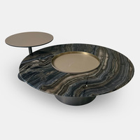 Table basse de luxe légère en pierre naturelle, table à thé haut de gamme pour villa, salon, maison, combinaison de tables basses rondes en marbre