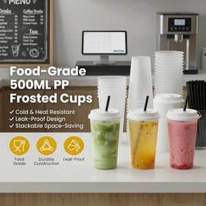 Gobelets en plastique jetables personnalisés avec logo, avec couvercles, en PP, 16oz, 24oz, 32oz, mignons et réutilisables pour bubble tea - Product Image 6
