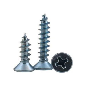 Grade Class Carbon Steel 4.8 8.8 10.9 12.9 Blue White Yellow Galvanized Cross Recessed Countersunk CSK Head Wood Tapping Screw