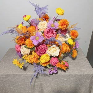 Centros de Mesa con Arreglos Florales en Oferta, Bola de Flores para Mesa de Boda, Centros de Mesa con Flores Artificiales de Seda Color Borgoña - Product Image 6