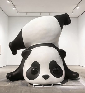 Sculpture de panda amusante en fibre de verre, grande taille, best-seller, populaire, pour la décoration - Product Image 2