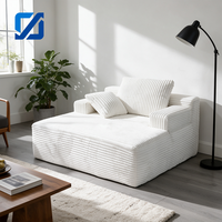 Canapé modulaire convertible moderne en tissu blanc doux et écologique, avec coussins épais rembourrés, idéal pour appartement et salon