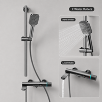 Ensemble de douche mural thermostatique en laiton avec affichage numérique LED, 3 modes, à poignée coulissante, style simple et moderne, vente en gros
