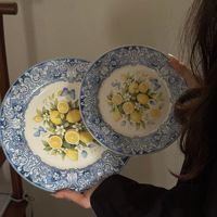Assiette à dîner en porcelaine à motif citron style italien, vaisselle en céramique vintage baroque, ensemble d'assiettes pour les organisateurs de mariages