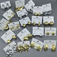 HL Wholesale Best Selling Trendy High-End Plastic Gold Geometric Irregular Earrings Eco-Friendly Plastic Earrings