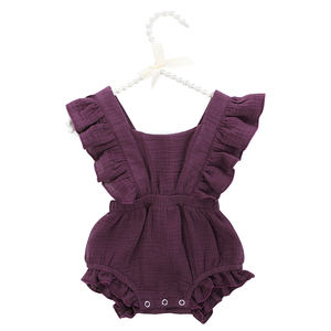 Fashion Gauze Cotton <b>Jumpsuits</b> Boutique Infant Newborn Cute Baby Clothes Petal Sleeve Girls Rompers - Product Image 1