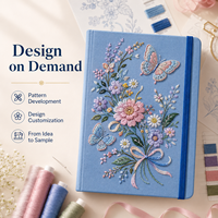 Carnet A5 personnalisé avec logo brodé, couverture rigide en tissu, style fleurs et plantes