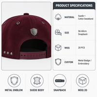 Casquette Snapback en Daim avec Badge Métallique, Style Urbain Haut de Gamme, Vente en Gros pour Boutiques de Luxe