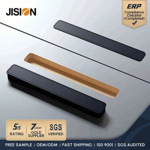 Tiradores de Gabinete Invisibles de Zinc, Montaje Empotrado, Fácil Instalación, Tirador de Dedo <span class=keywords><strong>ZAMAK</strong></span> para Cajones de Cocina y Armarios, Negro Mate - Product Image 1