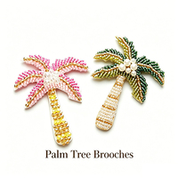 Appliques 3D perlées et à sequins faites à la main, style français, à coudre, avec motifs Hippocampe, Palmier, Cactus, Oeil protecteur, en PVC Premium