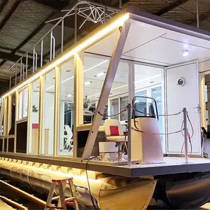 36ft alüminyum lüks prefabrik ev yüzer su tekne kabin yat kaynaklı ev tekne