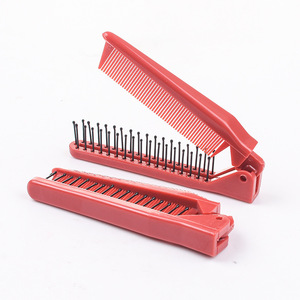 Peigne pliant pour enfants et filles, petite brosse à cheveux portable de voyage avec design pliable, en résine plastique rouge - Product Image 2