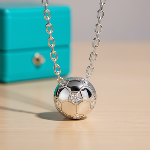 Colgante de Balón de Fútbol XL1399, Plata 925 con Baño de Rodio y Cristales de Estrás, Estilo Deportivo Informal, Unisex, para Uso Diario - Product Image 2