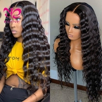 Vente en gros de perruques REINE Brand 13X4 transparentes, 34 pouces, cheveux humains vierges brésiliens non traités, super ondulés