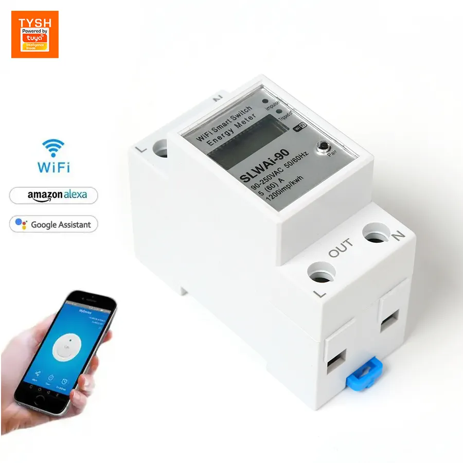 TYSH Tuya App Smart Energy Power Kwh-Messgerät WiFi Smart Circuit Earth Device Switch Breaker für die Heim automation