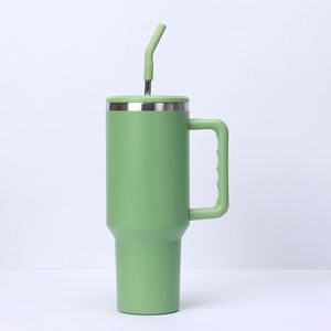 Vaso Térmico Personalizado al por Mayor de 40 oz, Botella de Acero Inoxidable con Aislamiento al Vacío 2 en 1, Taza para Café y Hielo para Coche con Asa y Popote - Product Image 6