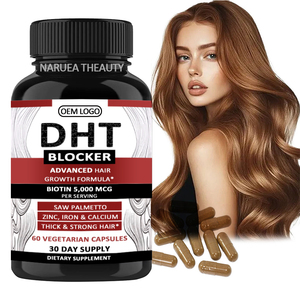 Etiqueta privada Bloqueador de DHT Suplemento avanzado de soporte para el cabello Uñas Piel Crecimiento del cabello Cápsulas bloqueadoras de DHT - Product Image 1