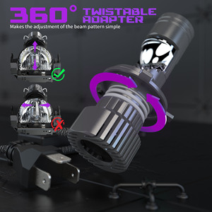 ไฟหน้าโปรเจคเตอร์ LED X-7SEVEN XLUMPR 120W 12000LM H4 ขนาดเล็ก พร้อมเลนส์โปรเจคเตอร์ ไฟสูง/ต่ำ 6500K สำหรับรถยนต์ - Product Image 4