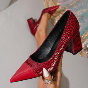 <span class=keywords><strong>Zapatos</strong></span> de Tacón Cuadrado Xuanhui para Mujer, Estilo Coreano, de Alta Calidad, en <span class=keywords><strong>Charol</strong></span>, con Combinación de Colores, Cómodos, de Punta Puntiaguda y Sin Cordones - Product Image 1