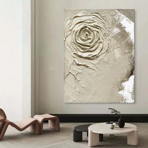 Décoration murale pour la maison, peinture sur toile texturée en 3D avec fleurs brunes, décoration murale pour la maison, peinture artisanale - Product Image 4