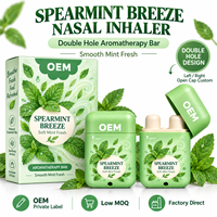 Inhalateur nasal double embout Menthe Fraîche, Fourniture d'usine, Emballage de détail, OEM, Vente en gros, Étiquette personnalisée, Barre d'aromathérapie