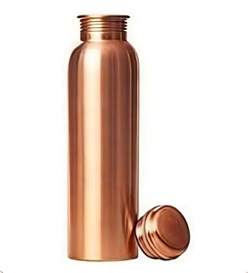 Pure copper water bottle seamless design reusable leakproof <b>flask</b> for health benefits ayurvedic drinking <b>hot</b> and cold use - Product Image 3