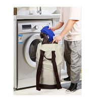 Grand sac à linge en nylon à fermeture à cordon de serrage imperméable et durable avec bretelles