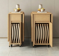 Ensemble table et chaises pliantes en bois massif, petit format pour la maison, multifonctionnel, table basse rotative mobile, double usage