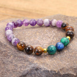 Collana Mala con 108 perle, occhio <span class=keywords><strong>di</strong></span> tigre, crisocolla, ametista, per la <span class=keywords><strong>guarigione</strong></span>, la calma e la meditazione, set <span class=keywords><strong>di</strong></span> gioielli regalo. - Product Image 4