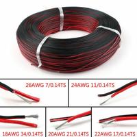 Fils électriques à 2 broches 28/26/24/22/20/18/16 AWG Câble ruban plat rouge noir PVC 5/10 mètres LED Fil haut-parleur de voiture Cuivre