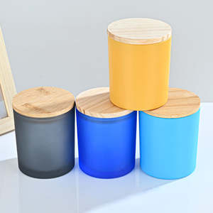 Pot à bougie en verre de haute qualité, personnalisé, coloré, 220 ml, 315 ml, 430 ml, avec couvercle en bambou. - Product Image 4