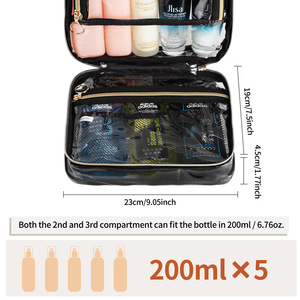 Organizador de Cosméticos Colgante de PVC Transparente con Compartimentos con Cierre y Bolsillos de Malla, Bolsa de Aseo Portátil y Duradera para Viajes - Product Image 4