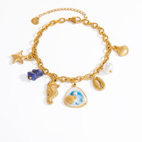 Bracelet pendentif en acier inoxydable 316L fait à la main, imperméable, pour femmes, couleur or 18 carats, électroplaqué, bracelets tendance