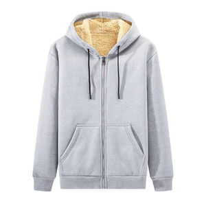 Thời Trang Mới Người Đàn Ông Mùa Thu Mùa Đông Trùm Mũ Trùm Mũ Dài Tay Áo Dây Kéo Hoodies Áo Len Màu Rắn Lông Cừu Giản Dị Dày Ấm Thường Hoodies - Product Image 6