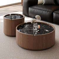 Ensemble de tables basses rondes minimalistes blanches avec rangement pour la maison et le salon