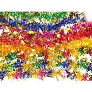 Noel ağacı dekorasyon noel Garlands çevre dostu plastik Pet renkli şerit çizim wreakler Tinsel