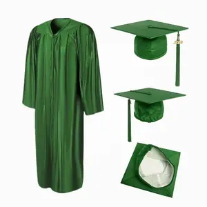 Academic Robe Graduation Gown And Cap With Tassel For Adults- Shiny