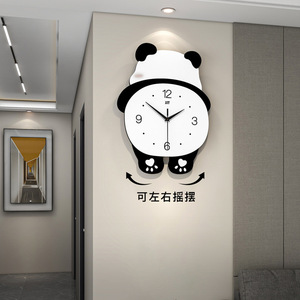 Đồng hồ treo tường gấu trúc khổng lồ sáng tạo với ánh sáng đong đưa trang trí nhà đơn giản phòng khách đồng hồ treo tường im lặng - Product Image 1