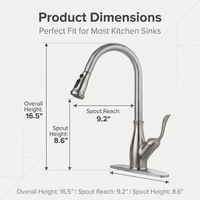 Robinet de cuisine monocommande à poser en acier inoxydable pour évier de bar, mitigeur multifonction avec pulvérisateur, eau chaude et froide, conception durable