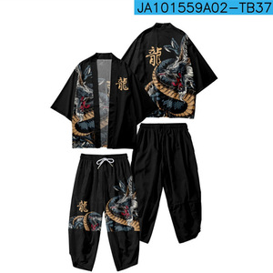 Ensemble <span class=keywords><strong>veste</strong></span> bomber japonaise pour <span class=keywords><strong>homme</strong></span>, sans col, respirant, ouvert sur le devant, avec short, style chinois, imprimé, cardigan, costume, <span class=keywords><strong>veste</strong></span> <span class=keywords><strong>kimono</strong></span> - Product Image 3