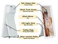 Cabine de photo à écran tactile portable de 32 pouces avec cadre de lumière LED RVB à haute luminosité pour les fêtes et les événements de mariage