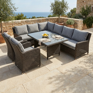 Ensemble de canapés d'extérieur en rotin tressé moderne et imperméable avec structure en acier pour parc, appartement, ferme, <span class=keywords><strong>jardin</strong></span> – Mobilier de luxe <span class=keywords><strong>6</strong></span> <span class=keywords><strong>places</strong></span> - Product Image 3