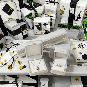 Custom Logo High Quality Square Simple Leather Suede Insert <b>Boxes</b> <b>Ring</b> Necklace Bracelet Gift Packaging Plastic Jewelry Box - Product Image 3