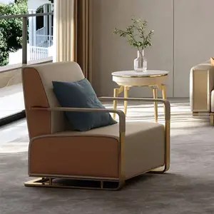 Nordic gold stainless steel base modern luxury occasional chairs modern living room chair armchairs for the living room